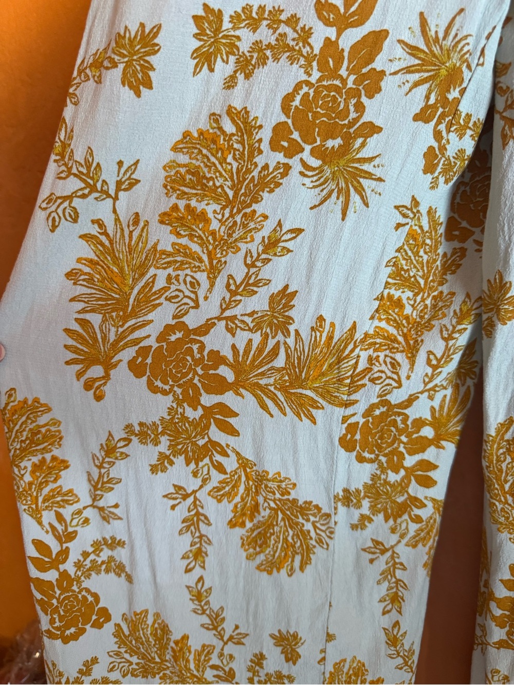 Free People Wide Leg Floral Jumpsuit Cross Strap Button Front Size 8 - Picture 4 of 9